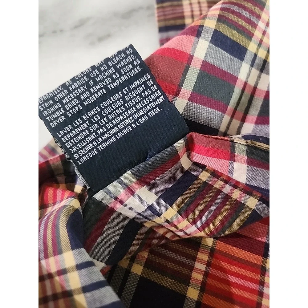 VTG 2/Ralph Lauren Kennebunkport Madras Tartan Plaid Standard Shams Red Navy VGC